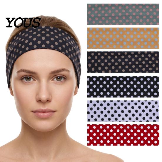 Sweat Absorbing Yoga Headband Retro Polka Dot Headbands for Women, Elastic Soft Hair Bands, Breathable Fitness Cute Stretchy Warp Accessories Workout