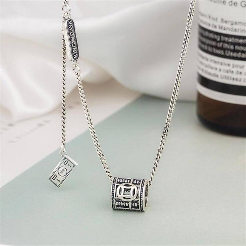 

Retro Wealth Billowing Money Female Personality 925 Sterling Silver Jewelry Money Abacus Tassel Pendant Necklaces TYB361 срібний
