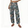 Women’s Casual Loose Straight Wide Leg Drawstring Printed Long Pants Lightweight Relaxed Fit Trousers for Daily Wear