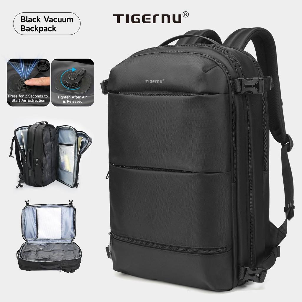 Tigernu Vakuum-Kompressions-Rucksäcke Herren Reiserucksack Erweiterbar USB-Tasche Großes Fassungsvermögen 17 Laptoptaschen Für Schule Kabinentaschen