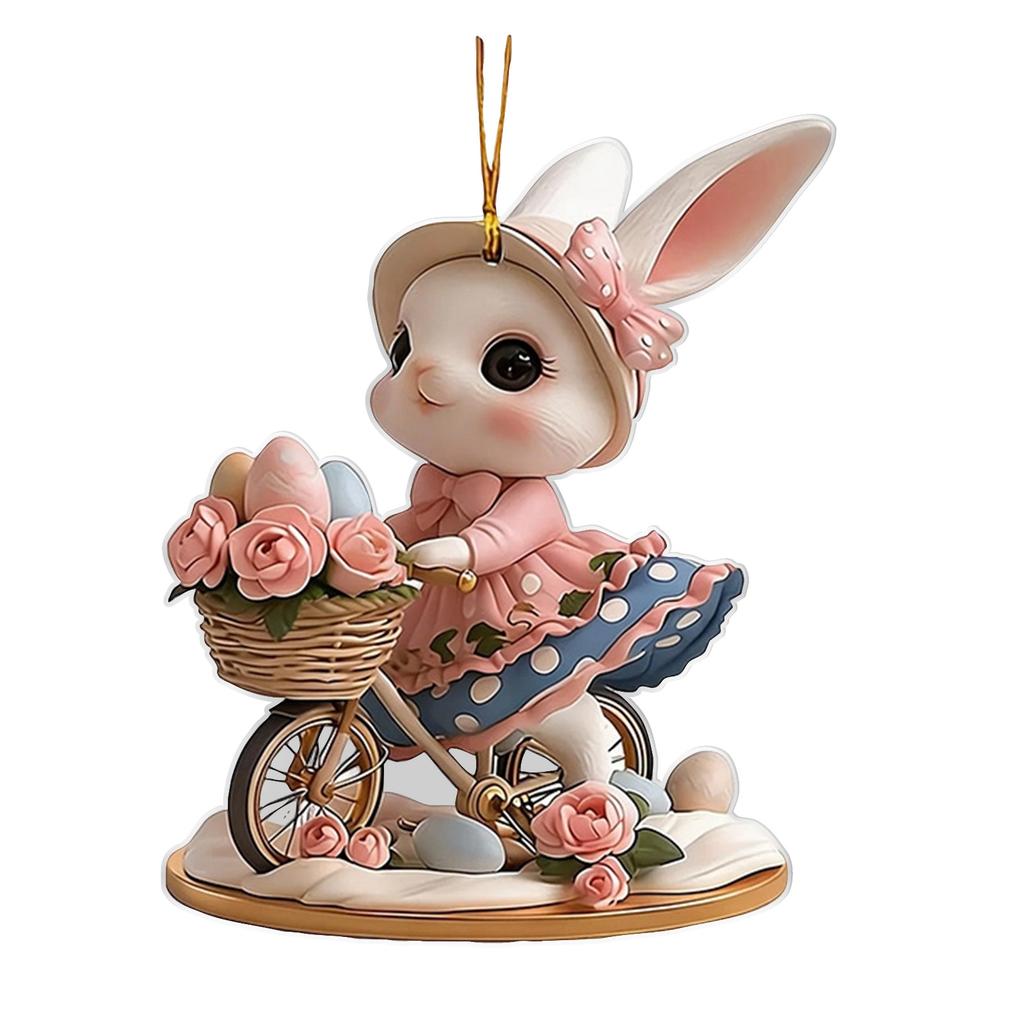 Easter Bunny Wall Decor 2D Flat Acrylic Bunny Egg Easter Pendant, Spring Rabbits And Egg Table Sign Decorations