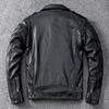 First Layer Pure Cowhide Genuine Leather Men's Short Motorcycle Suit Slim Leather Jacket