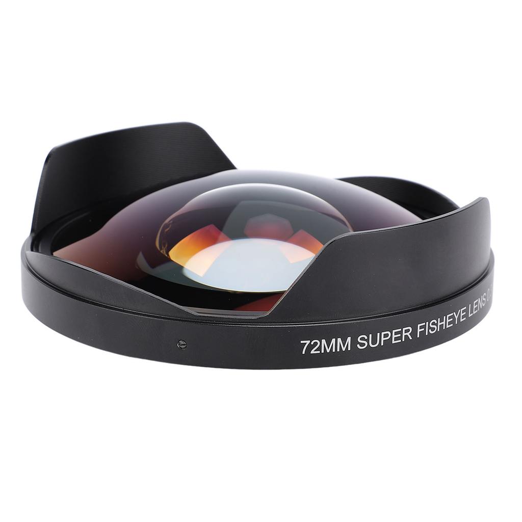 Lente Olho de Peixe 0.3X Montagem de Rosca 72mm Longa Profundidade de Campo Lente Olho de Peixe Grande Angular com Para-sol para Câmera de Vídeo