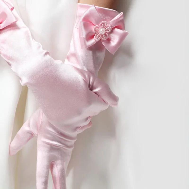 Kinderball-Performance-Handschuhe, Elastische Satin-Satin-Handschuhe, Zeremonielle Bekleidungsaccessoires Handschuhe, Lange Handschuhe für Blumenmädchen