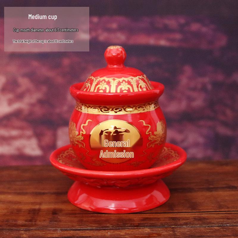 Keramische Opferbecher für Buddha, Guanyin und den Gott des Reichtums - Klein, Perfekt für Weihwasser und zum Anziehen von Reichtum.