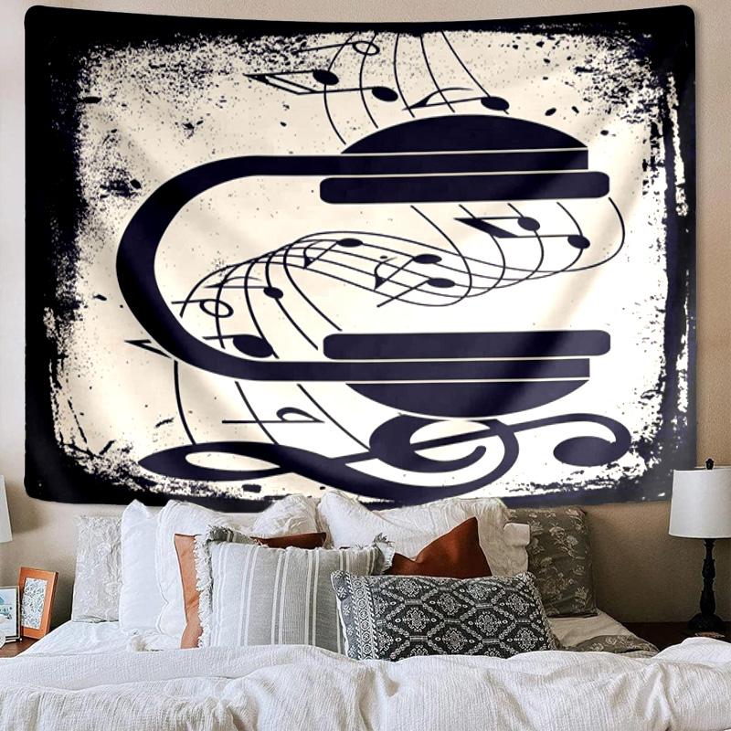 Music Notes Sparkle Printed Tapestry, Wall Hanging,Livingroom, Dormitory, Large Wall Decor, Fabric Decor Fan Birthday Gifts