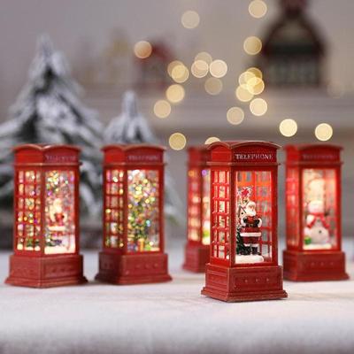 Vánoční Vintage noční osvětlení Sněhulák Santa rozsvítit Třpytky telefonní budky Ornament Vánoční dárky