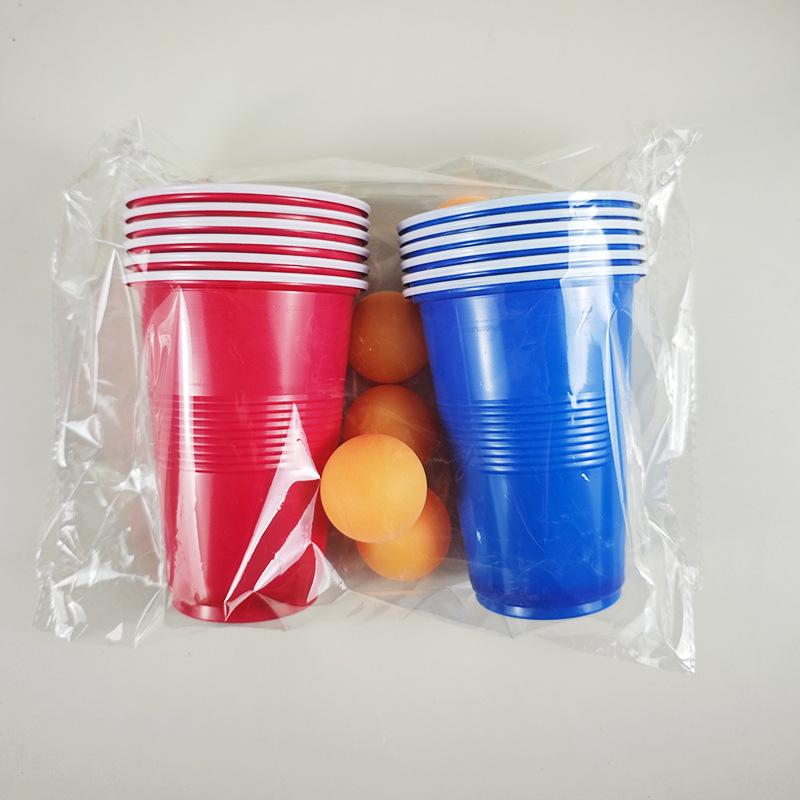 American Two-Color 16oz Party Beer Pong Cups - Disposable Plastic Table Tennis Cups
