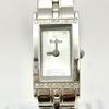 Used [New Battery] BULOVA Ladies Watch Rhinestone Rectangular Silver
