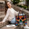Pixel Art Skull Pattern Tote Bag Fashion Casual Daily Shoulder Handbag for Streetwear