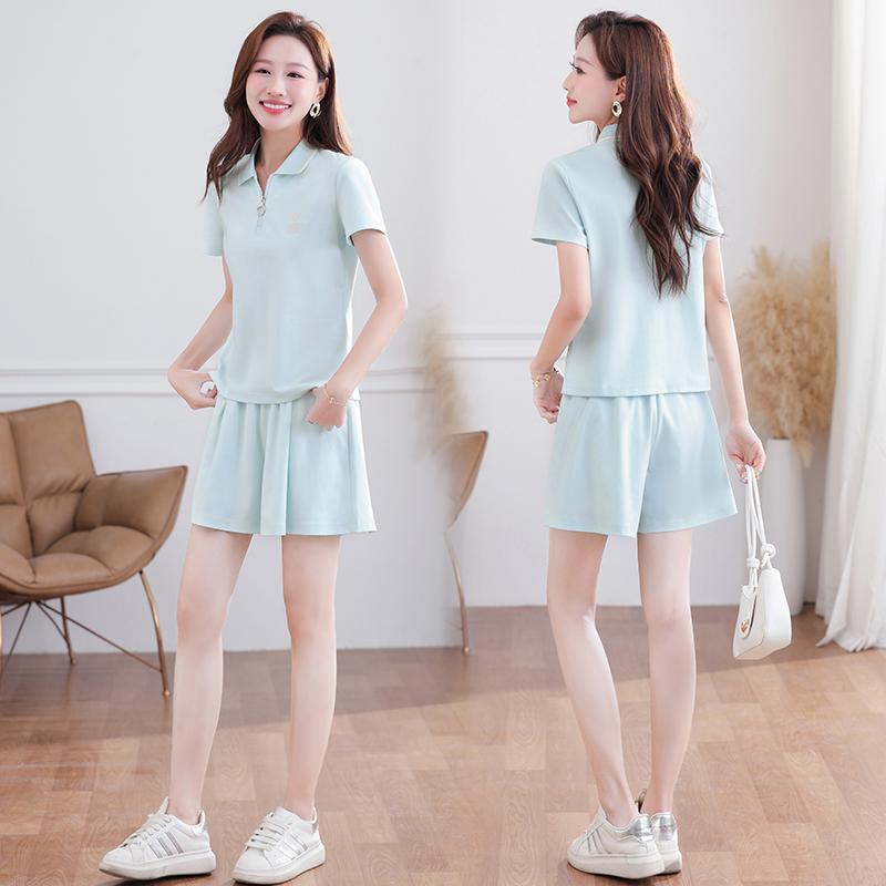 Women s Casual Sports Suit Summer Short Sleeve Versatile Style Two-piece Set 4XL
