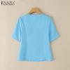 ZANZEA Damen Sommer V-Ausschnitt Casual Kurzarm Bluse