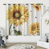 2 Stück bedruckte Vorhänge mit Sonnenblumenmuster, im Retro-Landhausstil für Schlafzimmer und Wohnzimmer