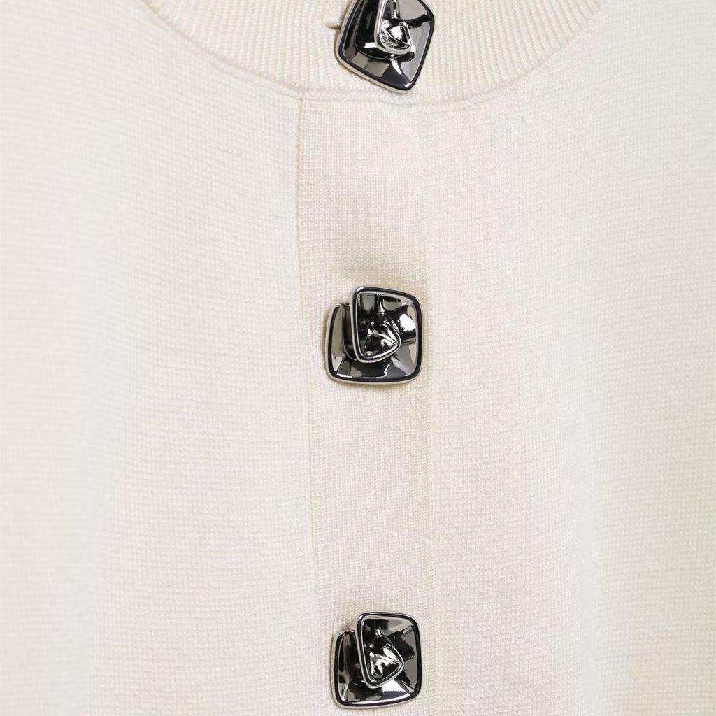 Spring 2025 Women's Chic Buttoned Knit Cardigan & High Waist Midi Skirt Set