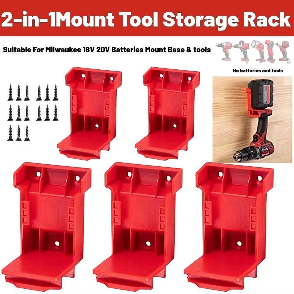 1/5PCS 2-in-1 Power Tool Holders Dock Holder Mount Hanger Stand Battery Mount Fixing Seat Storage Rack for Milwaukee M18 Battery