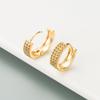 Women Creative Geometric Hoop Earrings Round Gold Color Ear Ring Zircon Crystal Buckle Type