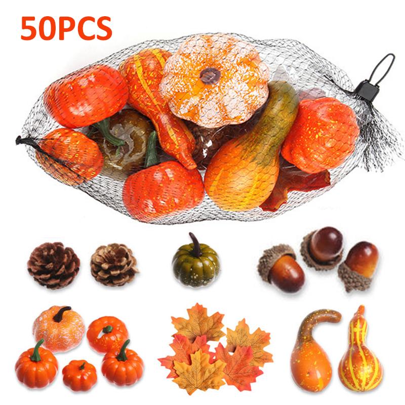 

PDTO 50Pcs Halloween Artificial Small Pumpkins Foam Simulation Props Home Party Decor