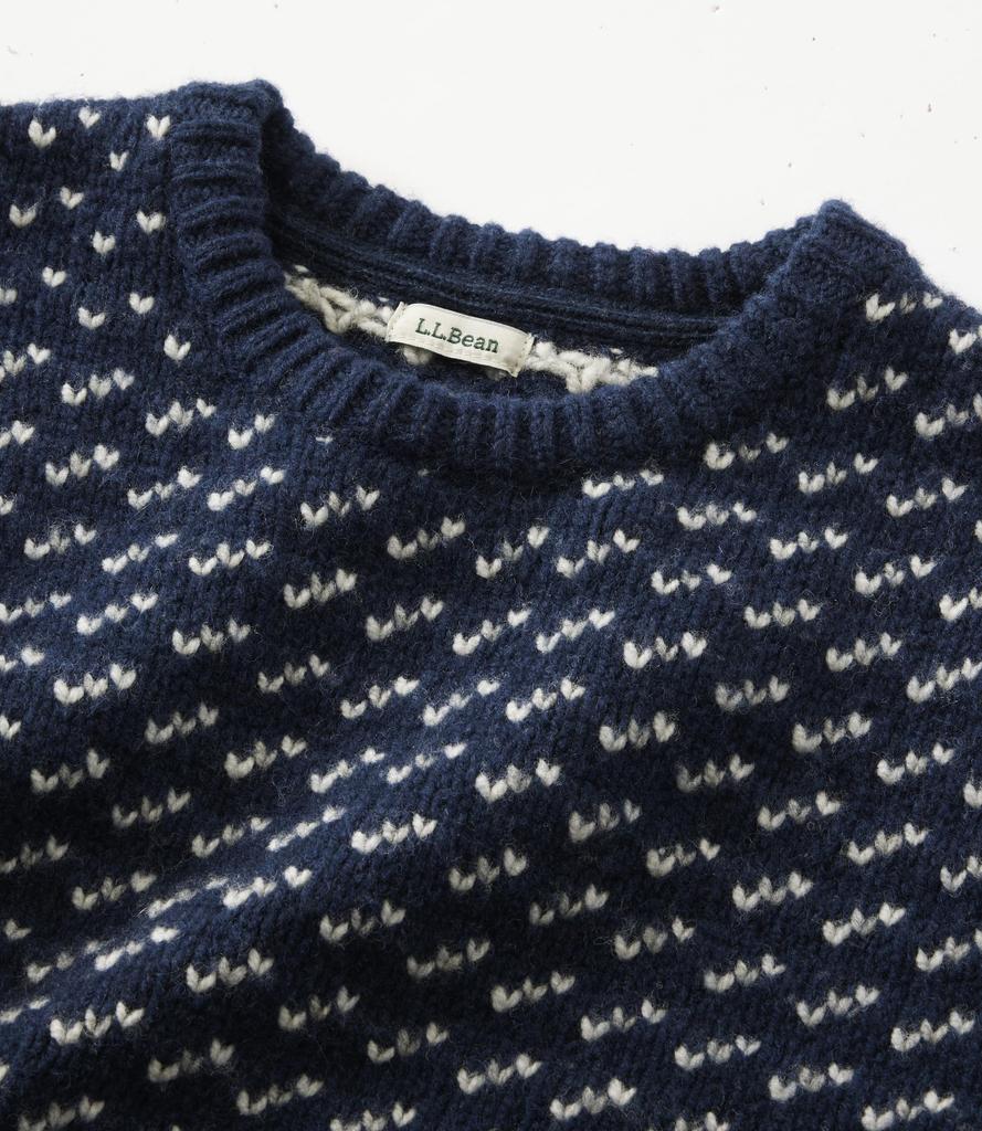 LL Bean Bean Classic Rag Wool Crew Neck US 1000187012 Women's Sweater, Birdseye, Fit, Petite, Medium, Cream, Birdseye, Multicolor,