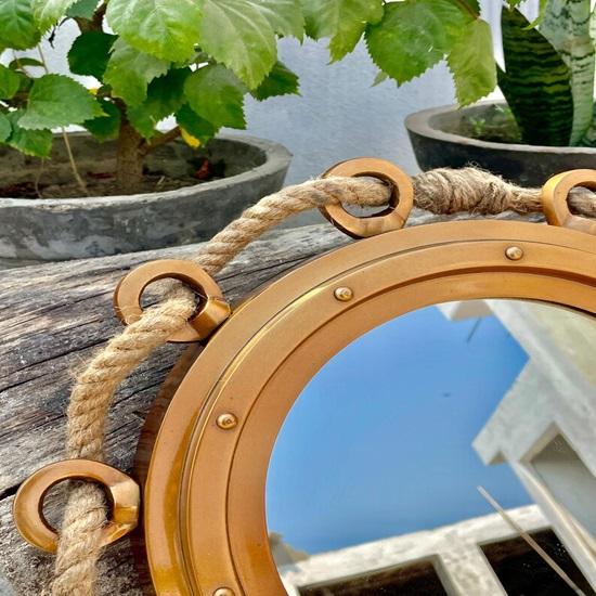 38.1 Cm Nautical Porthole Mirror Maritime Wall Decor,  Brass Finish