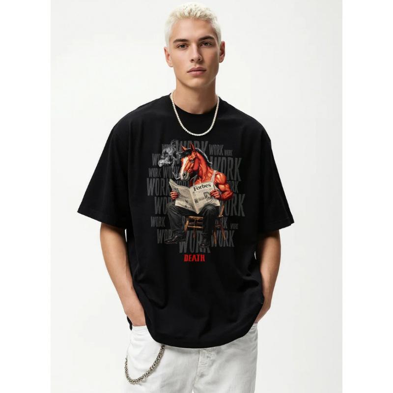 Retro American Streetwear Short Sleeve Top S