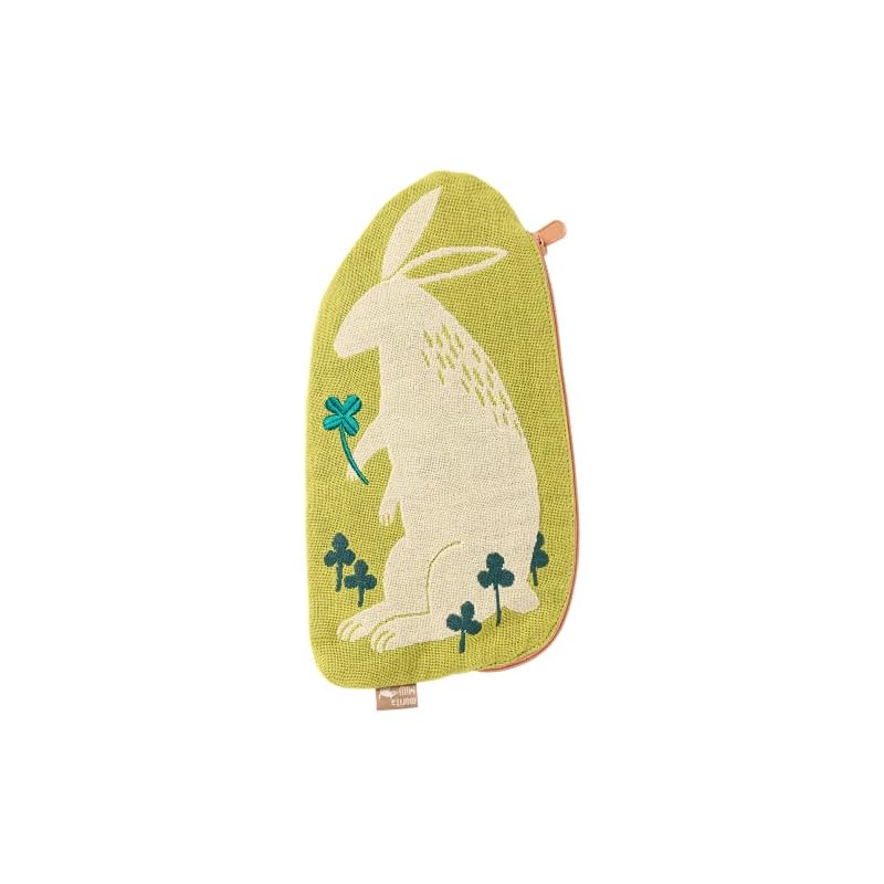 Kusunokibashi Monori Morita MiW Pouch, Rabbit, Green, A-66643-90-G, 22 x 13 cm