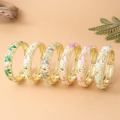 Traditional Vintage Cloisonne Bangle Enamel Floral Women's Hand Bracelet  Jewelry Gifts