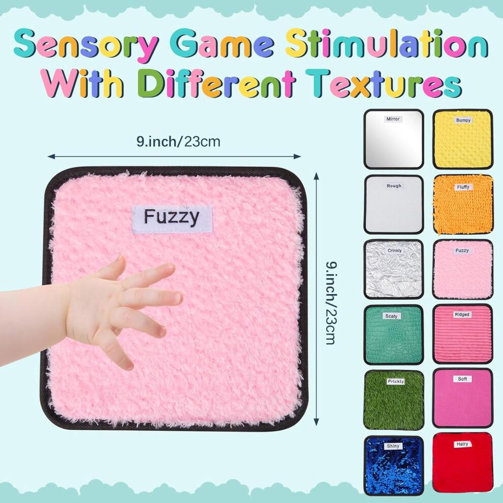 Tapetes Sensoriales, Juguetes Sensoriales de Pared, 12 Baldosas Sensoriales Texturizadas con Cuerda para Colgar en la Pared, Juguetes Sensoriales para Bebés con Autismo, Tapetes de Juego Táctiles