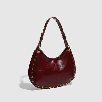 Fashion Rivets Studded Shoulder Bag for Women Casual PU Leather Handbag Large Tote Crossbody Purse
