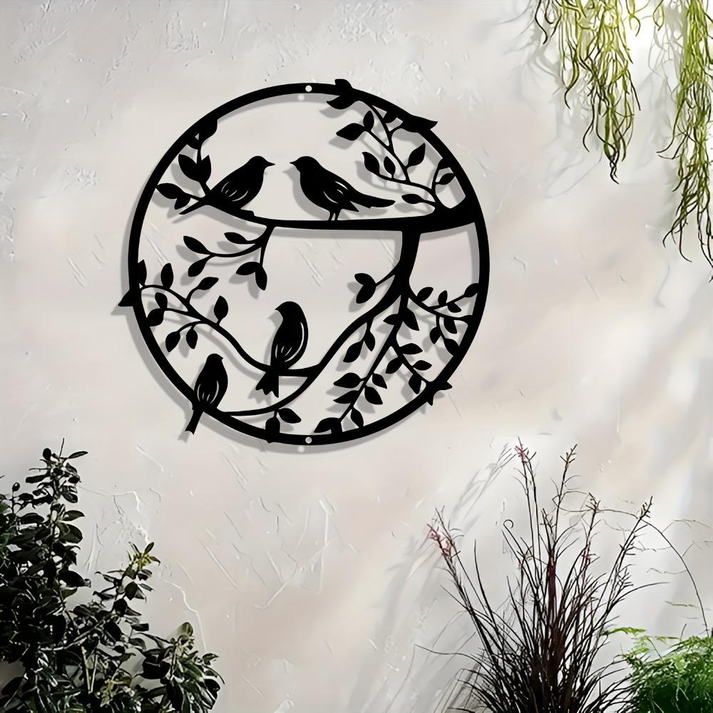 Metal Wall Art Tree and Bird Sculpture Black Iron Home Decor Gift