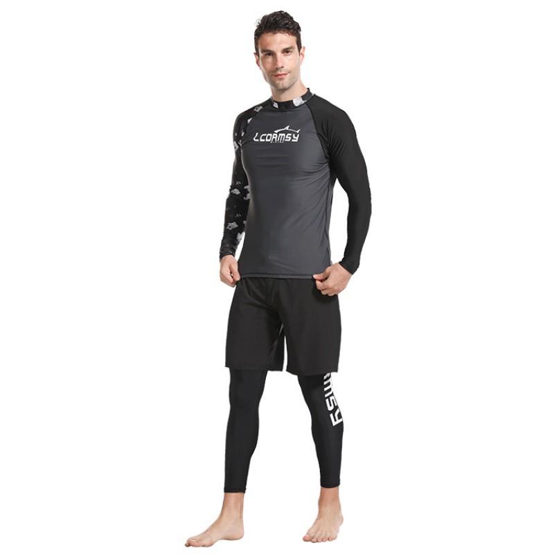 Mens UV Protection Rash Guard Long Sleeve Swim Shirt Quick Dry Surfing Diving Wetsuit Water Sports