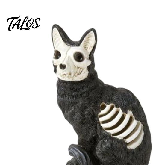 Halloween Showcase Decoration Skull Black Cat Pumpkin Figurine, Gothic Statue with Hollow Ribs, Non-peeling Paint Ornament Spooky for Desktop Outdoor