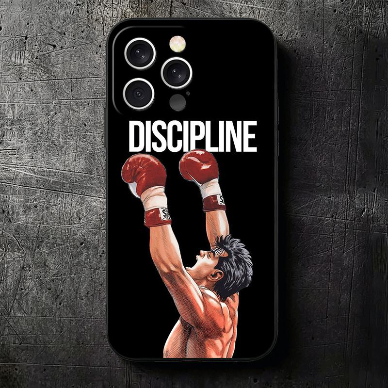 Coque de téléphone souple Anime Hajime No Ippo pour iPhone 16 16E 17 Air 15 Pro Max 14 Plus 13 Mini 11 12 7 Coque Arrière Noire