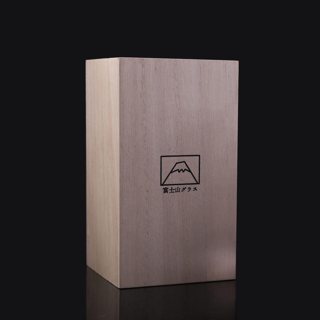 Mount Fuji Glass Cherry Blossom Cut Tumbler Pair Set 240cc Easy To Hold Handcrafted by Artisans Presented In a Paulownia Wood Box Rocks Glass Beer