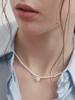 Sosoo 925 Silver 4Mm Ocean Pearl Circular Logo Bar Necklace