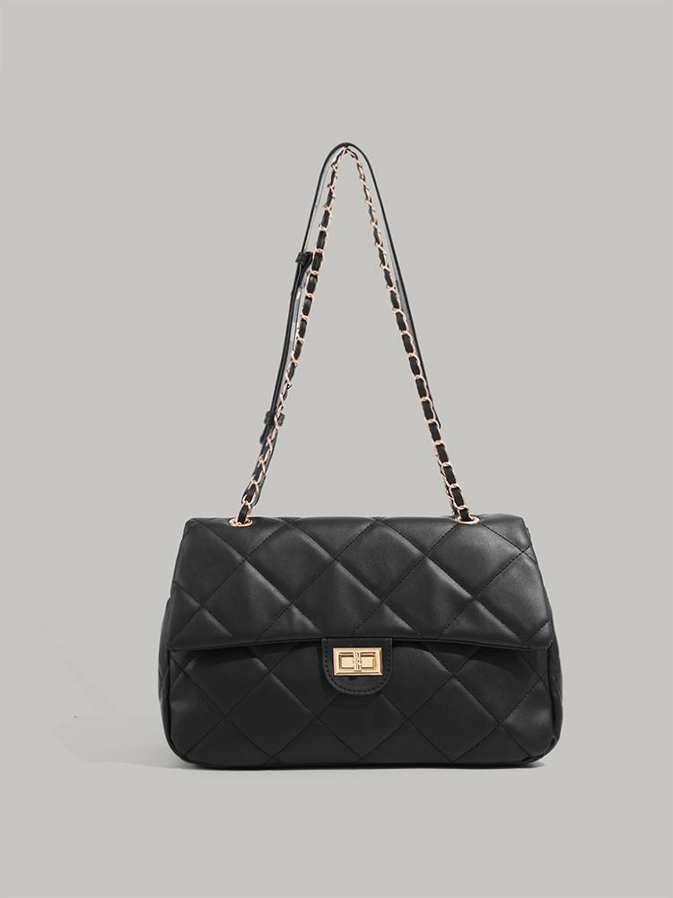

Large capacity fashion shoulder bag 2025 new casual versatile foreign style high sense chain diamond messenger bag bag women чорний