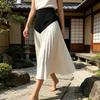 Lightweight Cotton Blend Aline Skirt With Color Blocking For Urban Office Wear