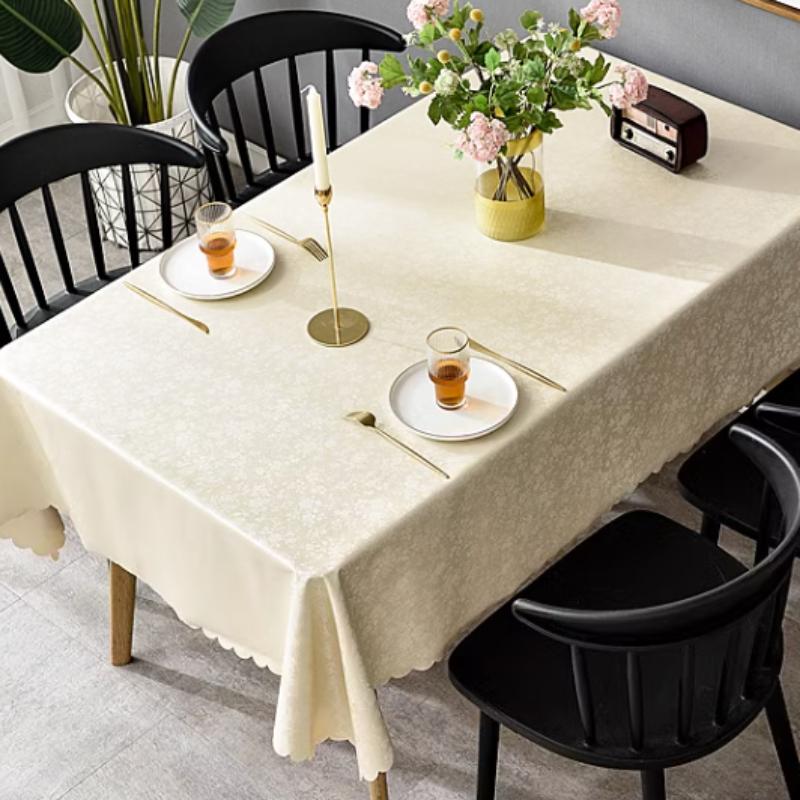 Runde Tischdecke aus Kunststoffspitze, dicke, mehrfarbig bedruckte Tischdecke, wasserdicht, ölbeständig, waschbar