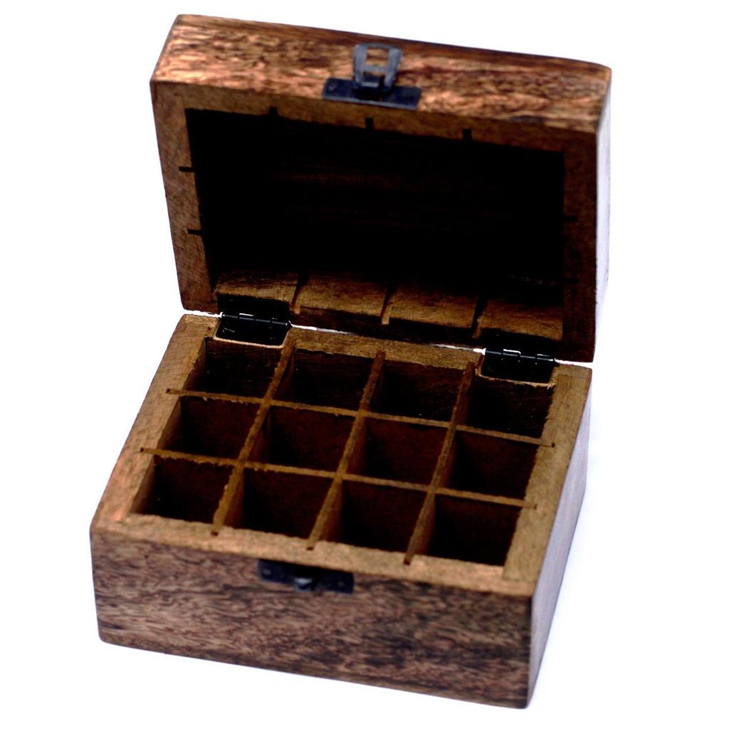 Essential Oil Storage Box Wooden Floral 12 Bottles