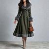 Womens Boho Western Wool Blend Long Coat With Removable Faux Fur Collar Slim Fit