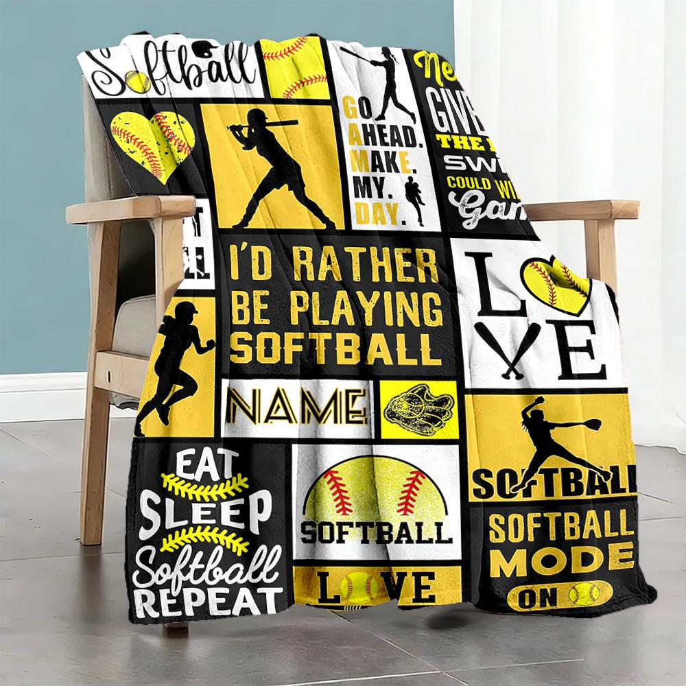 Ball Personalized Text Blanket Lightweight Personalized Blanket Soft & Cozy Perfect for Sofa Chair Picnics Home Decor Ideal for All Seasons