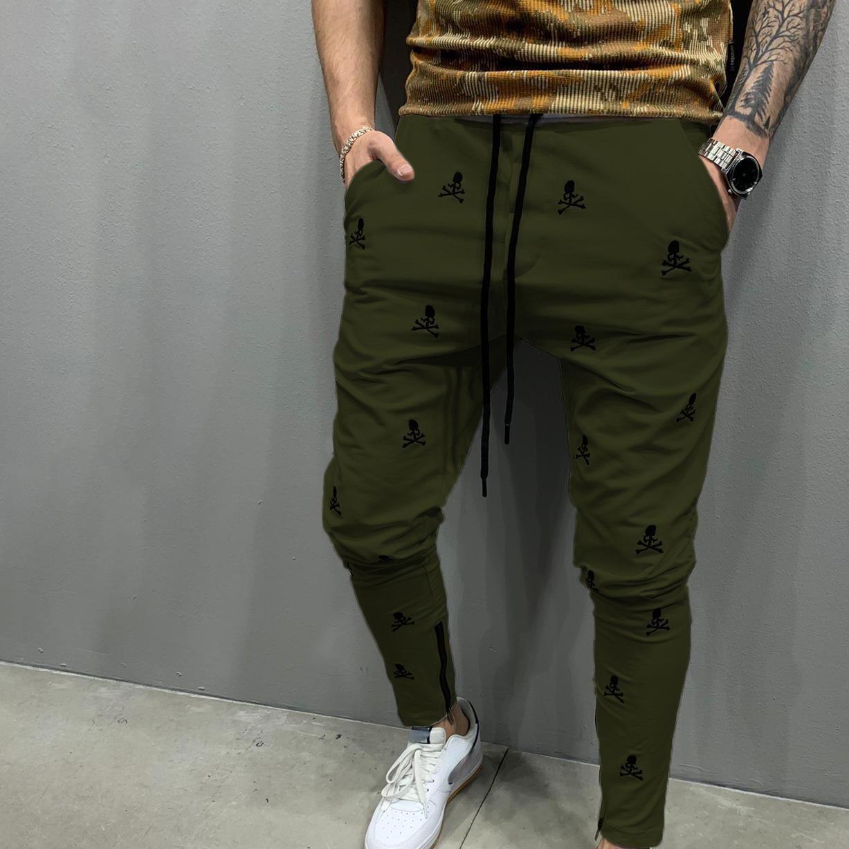 

Готический череп с полным принтом, повседневные мешковатые мужские спортивные штаны, вельветовые прямые спортивные штаны, мужские длинные брюки в стиле хип-хоп M красный