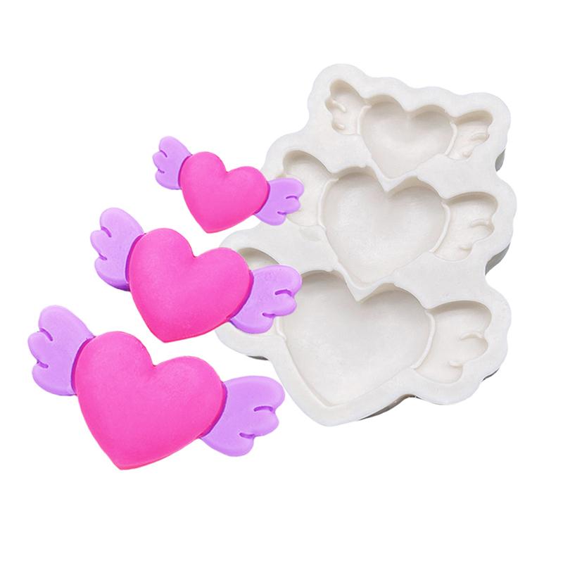 Wings Heart Shape Silicone Mold Sugarcraft Cupcake Baking Mold Fondant Cake Decorating Tools