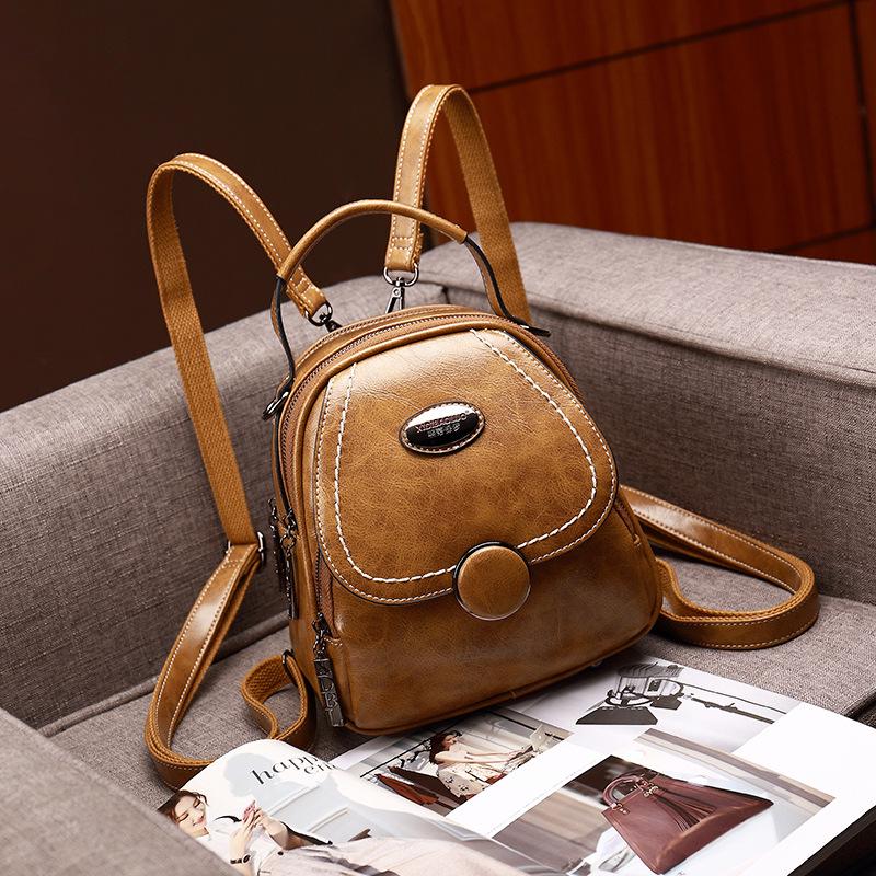 2025 Xidi Baoluo Damski Retro Miękki Skórzany Plecak Crossbody - Duża Pojemność