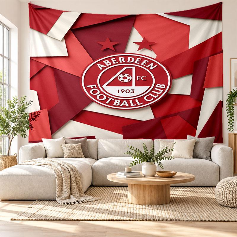 Arazzo da Parete Aberdeen FC, Appeso a Parete in Tessuto Morbido, Sfondo Decorativo per Camera da Letto Arte Murale per la Casa