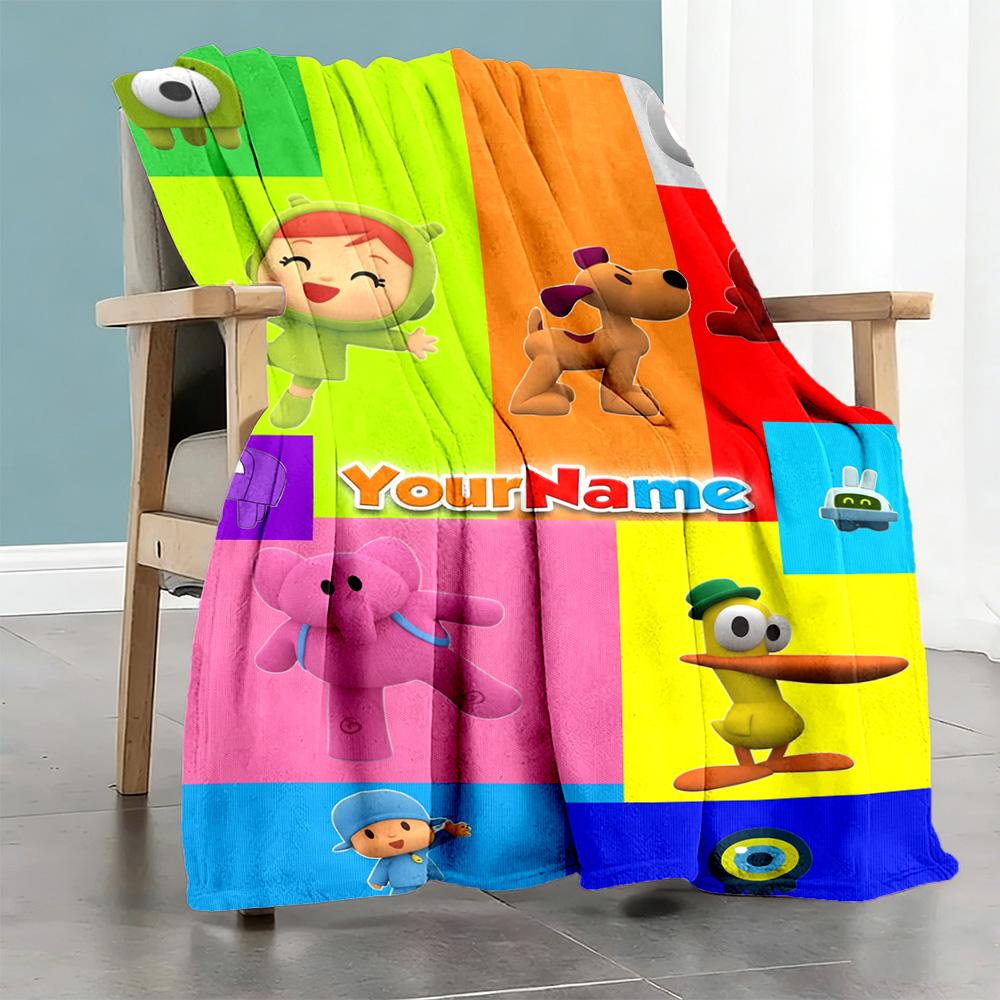 Pocoyo Personalized Name Blanket Multi-purpose Personalized Blanket Ultra-Soft for Chair Home Decor Bed Sofa Ideal for All Seasons