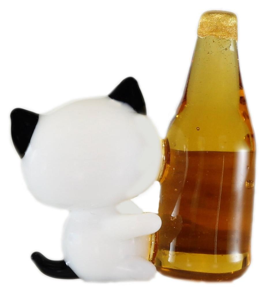 Fourcart Cute Handmade Glass Cat, Drinker's Cat CYK1539