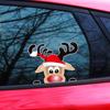 Santa & Reindeer Window Sticker Car Window Ornament Holiday Window Cling Unique Vehicle Adornment Easy to Apply Sticker