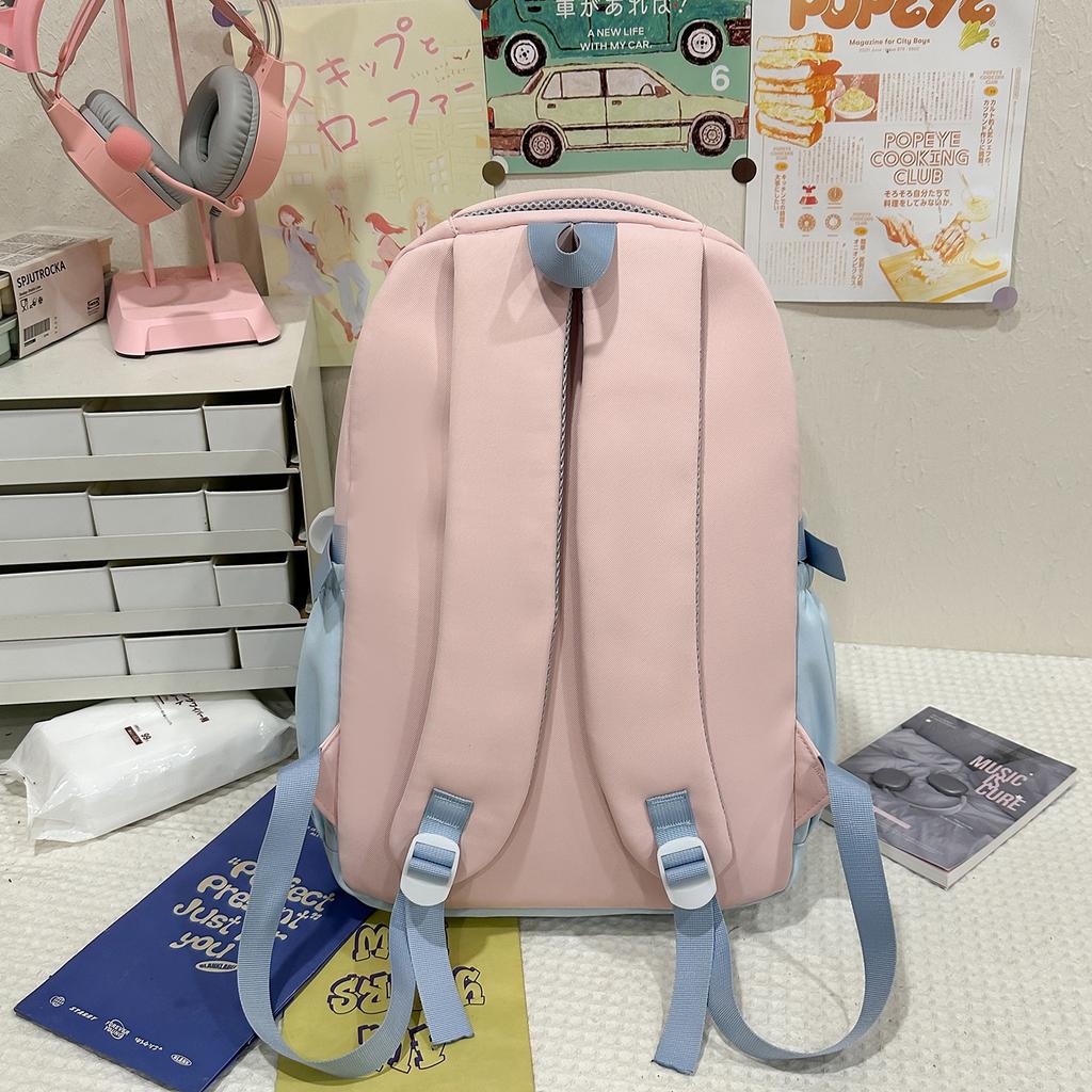 Schoolbag Cartoon Contrast Color Student School Bag Female Large Capacity Cute Backpack Light Commuter Leisure New College Style Backpack