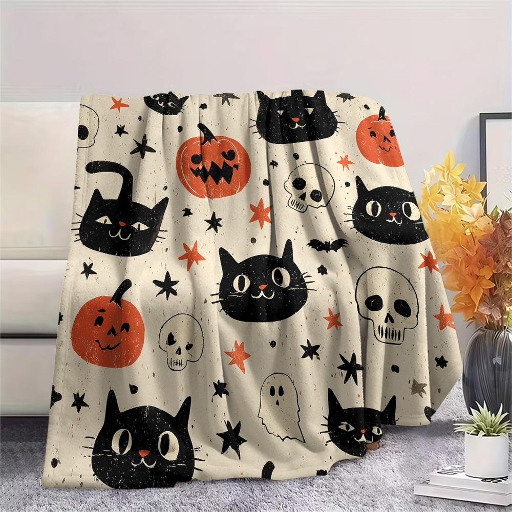 Cat Heads  Print Flannel Blanket, High Quality Comfortable for All Seasons, Home Decor, Warmth and Comfort