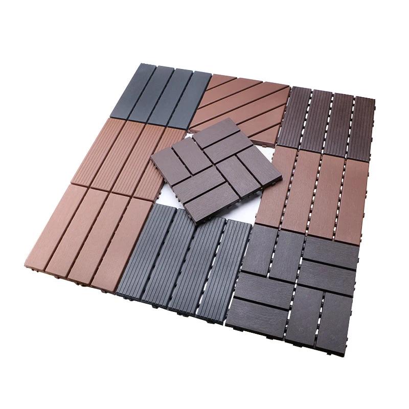 30X30Cm Hardwood Decking Tiles Interlocking Composite Wood Floor Covering for Outdoor Garden Terrace Easy Installation